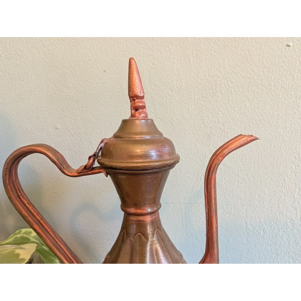 Vintage Copper Dallah Coffee Pot Middle Eastern Hand Hammered Decorative Pitcher